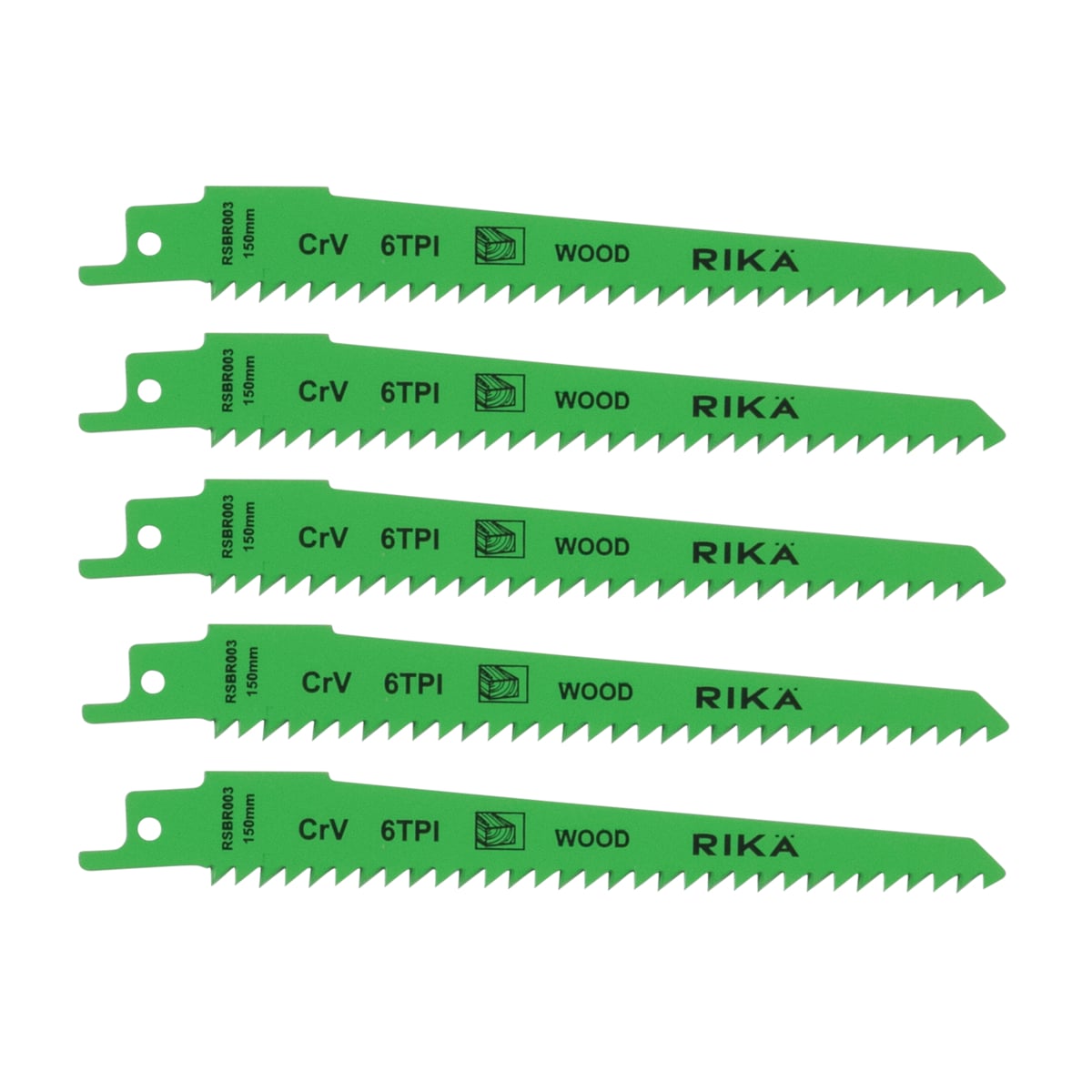 Rikä 150mm 6TPI Bi-Metal Reciprocating Saw Blades for Wood - Pack of 5 - Type S644D